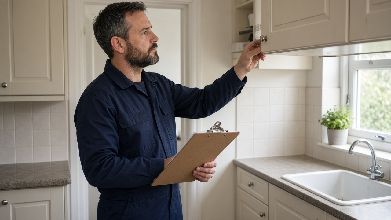 Maintenance inspection at a rental home